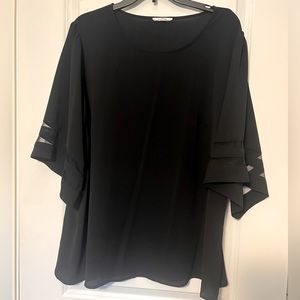 MAURICES Black Dressy Top - Size XL - 3/4 Sleeve with Detail - Holidays Fancy